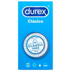 Durex Clásico 12 Condones Preservativos Látex Lubricados