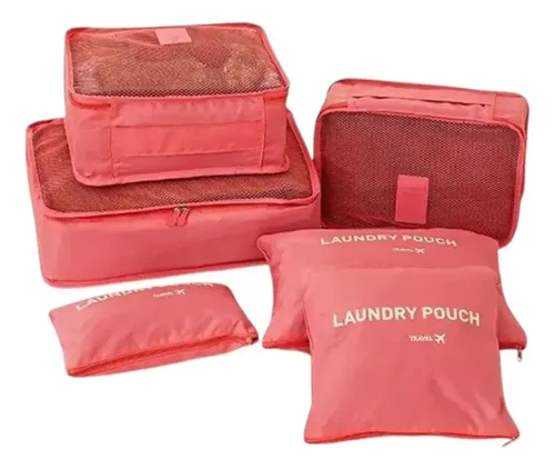 D_968541-Mlc112589846408_062026-O.webp Set 6 Organizadores De Equipaje De Viaje Bolsa Ropa Interior Color Rojo - Imagen 1