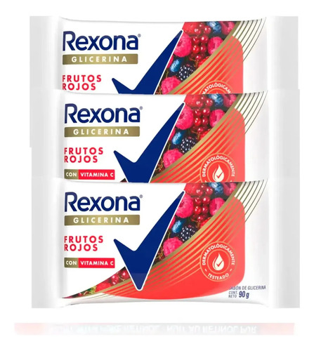 D_975032-Mlc109543995871_032026-O.jpg Rexona Glicerina Frutos Rojos Pack 3 Uni 90G C/U - Imagen 1