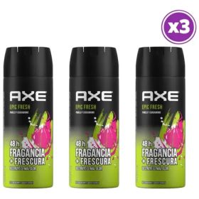 PACK 03 AXE DESODORANTE EPIC FRESH 48 H 150ML