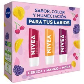 Nivea Set De Balsamos Labial Cereza,mango,mora 4.5g C/u