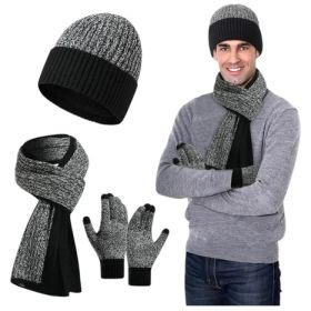 CONJUNTO 3 PIEZAS CON FORRO Y POLAR PARA INVIERNO GRIS-NEGRO