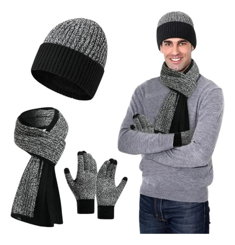 D_977070-Mlc113768378373_062026-O.jpg Conjunto 3 Piezas Con Forro Y Polar Para Invierno Gris-Negro - Imagen 1