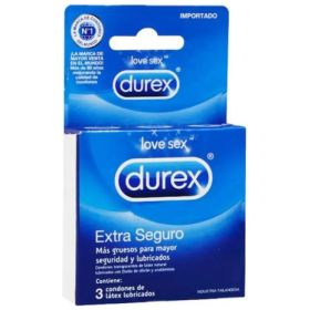 Durex Extra Seguro Cj 3 Condones De Látex Lubricados