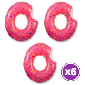 Pack 06 Flotador Inflable Para Piscina 70cm Dona Rosada
