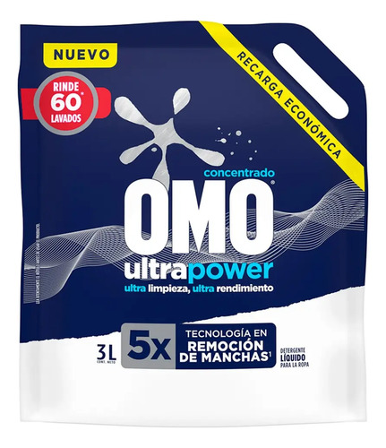 D_983006-Mlc76728953272_062024-O.jpg Recarga Detergente Liquido Concentrado Ultra Power 3L Omo - Imagen 1
