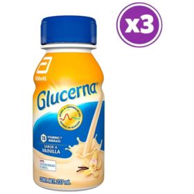 Suplemento Nutricional Abbott Glucerna Líquido De Vainilla, Pack Con 3 Botellas De 237 Ml