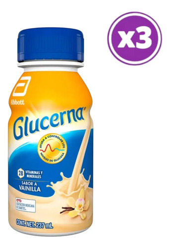D_985040-Mlc109039228068_032026-O.jpg Suplemento Nutricional Abbott Glucerna Líquido De Vainilla, Pack Con 3 Botellas De 237 Ml - Imagen 1