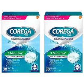 Pack Limpiador Prótesis Corega 30 Tabletas X2