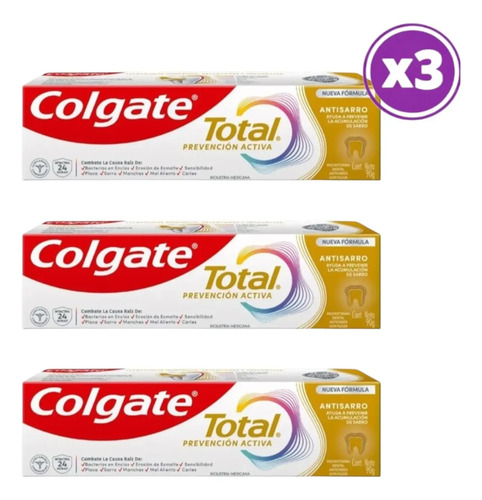 D_986843-Mlc109232273370_042026-O.jpg Pack 03 Colgate Pasta De Diente Total Antisarro 90 G - Imagen 1