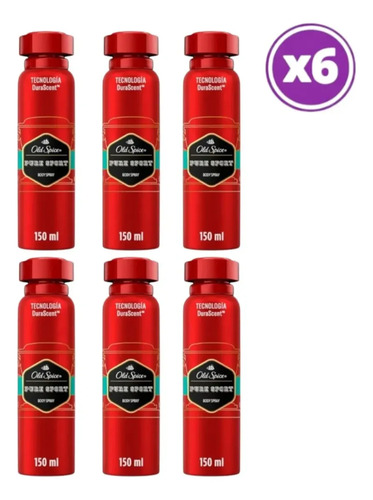 D_992915-Mlc112020570660_062026-O.jpg Pack 06 Old Spice Pure Sport Desodorante Spray 96G - Imagen 1